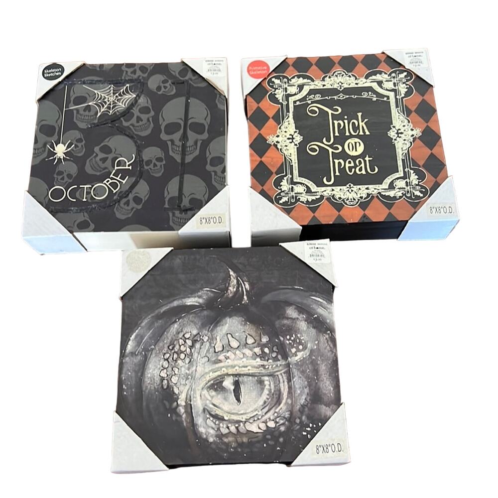 Set of 3 Halloween Wood Wall Decor NWT Pumpkin Fall